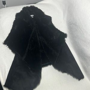 Black furry vest